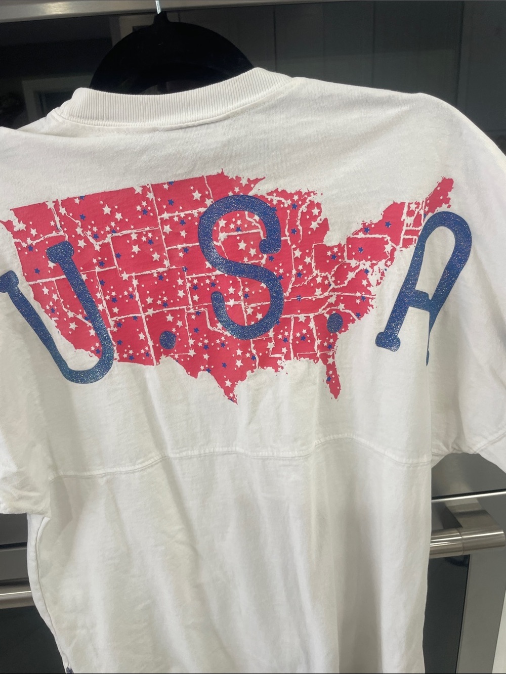 Spirit  White Long-Sleeve Top with Pink Star and Blue Sleeve Stripes - Picture 7 of 9